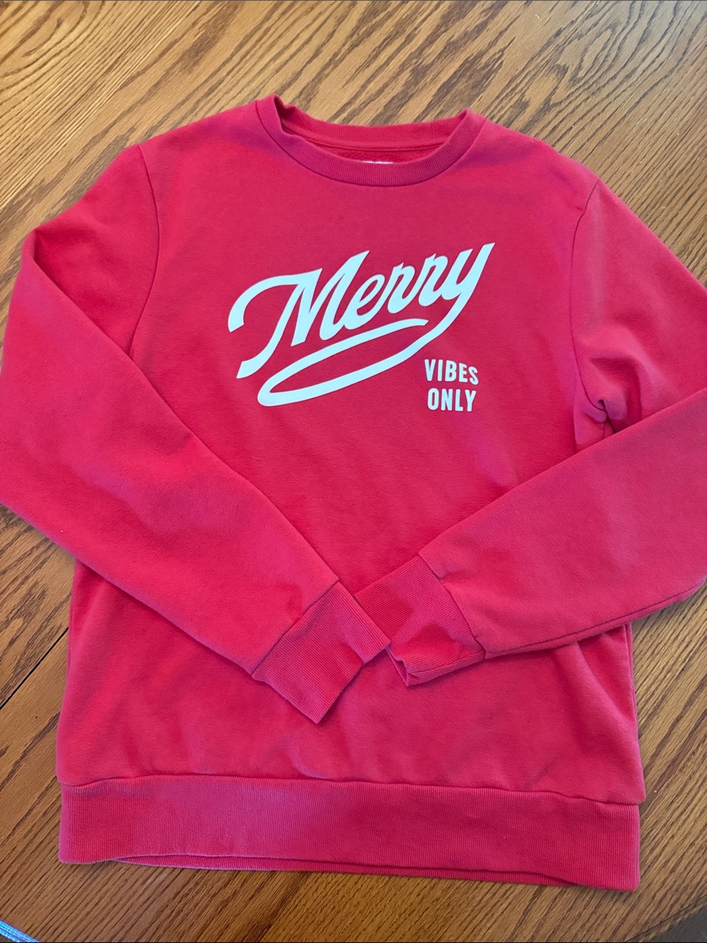 Christmas Merry Vibes Only Red Crewneck Sweatshirt by Old Navy. Non-smoking home